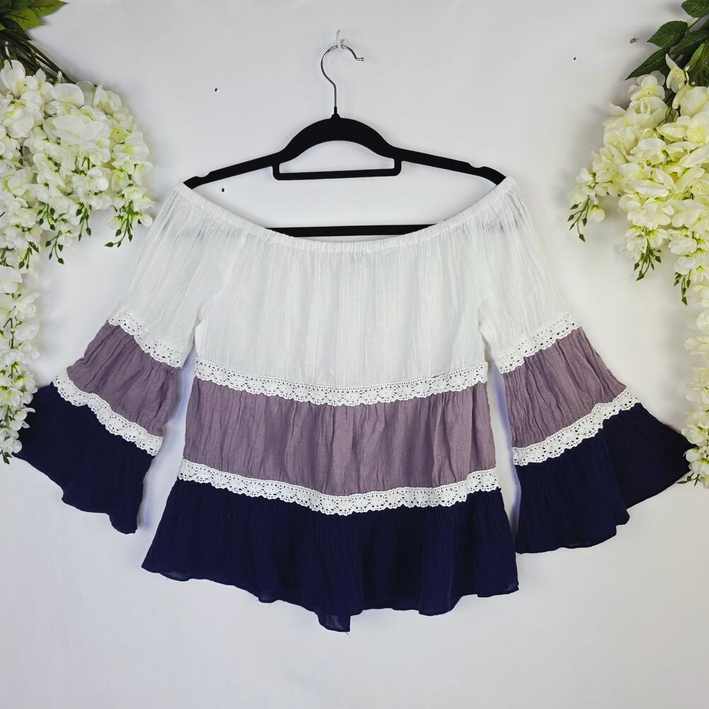 Alice & Trixie Off Shoulder Blouse Small Boho Festival Lace Cottagecore Fairy - Picture 6 of 13
